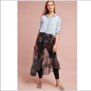 Anthropologie Maeve Meena Sheer Floral Skirt